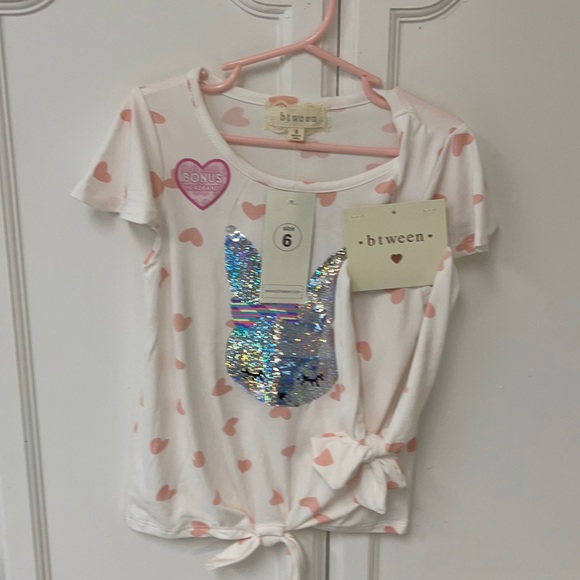 btween Other - Girls top with hearts, bunny with rainbow hat